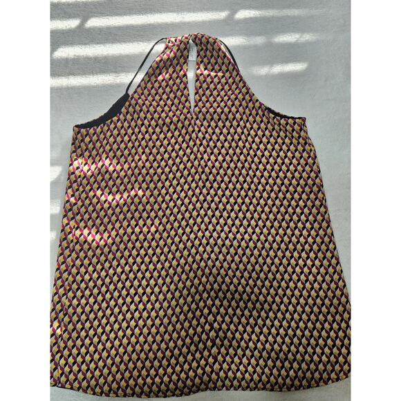 Express Blouse Womens Small Sleeveless Barcelona Cami Geometric Yellow Pink - Picture 7 of 7